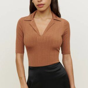 Reformation Thomas Knit Top in Mocha (Size M)